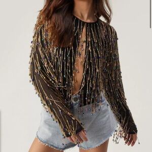 NastyGal beaded crop jacket sz4